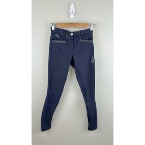 Equiline GIRL'S BREECHES EMMA FULL GRIP Navy Blue Equestrian Riding Sz 10/11?